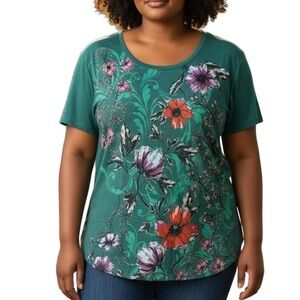 Garden Floral Print Relaxed Fit Top CLEARANCE
